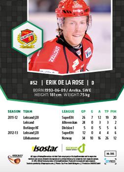 2013-14 HockeyAllsvenskan #HA-006 Erik de la Rose Back