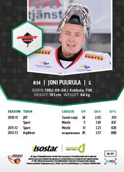 2013-14 HockeyAllsvenskan #HA-031 Joni Puurula Back