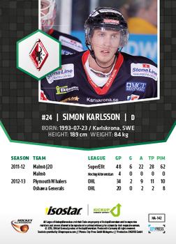 2013-14 HockeyAllsvenskan #HA-142 Simon Karlsson Back