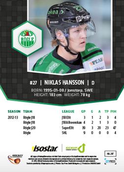 2013-14 HockeyAllsvenskan #HA-247 Niklas Hansson Back