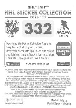 2016-17 Panini NHL Sticker Collection #332 Jonathan Quick Back