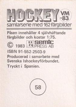 1983 Semic Hockey VM (Swedish) #58 Zinetula Bilyaletdinov Back