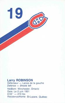 1984-85 Montreal Canadiens Postcards #NNO Larry Robinson Back