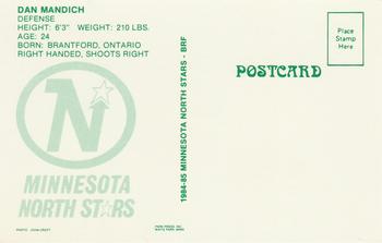 1984-85 Minnesota North Stars Postcards #NNO Dan Mandich Back