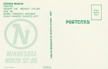1984-85 Minnesota North Stars Postcards #NNO Dennis Maruk Back