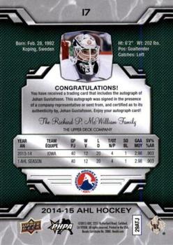 2014-15 Upper Deck AHL - Autographs #17 Johan Gustafsson Back