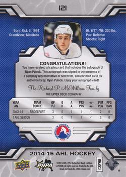 2014-15 Upper Deck AHL - Autographs #121 Ryan Pulock Back