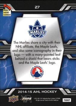 2014-15 Upper Deck AHL - Logo Stickers #27 Toronto Marlies Back