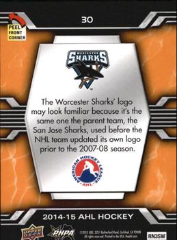 2014-15 Upper Deck AHL - Logo Stickers #30 Worcester Sharks Back
