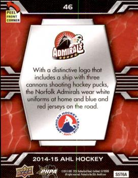 2014-15 Upper Deck AHL - Logo Stickers #46 Norfolk Admirals Back