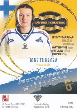 2016 Sereal Team Finland - U20 #FIN-U20-010 Joni Tuulola Back