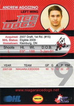 2008-09 Niagara IceDogs (OHL) #1 Andrew Agozzino Back