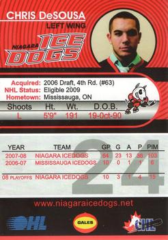 2008-09 Niagara IceDogs (OHL) #3 Chris DeSousa Back