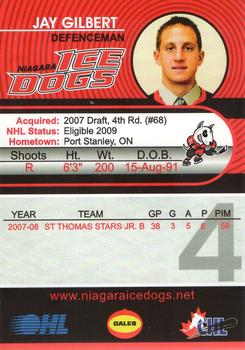 2008-09 Niagara IceDogs (OHL) #5 Jay Gilbert Back