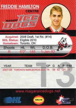 2008-09 Niagara IceDogs (OHL) #6 Freddie Hamilton Back