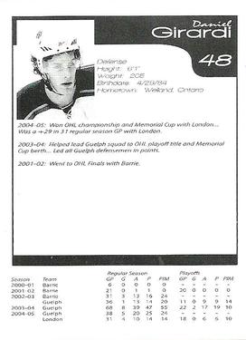 2005-06 Brigham's Ice Cream Hartford Wolf Pack (AHL) Kid's Club #NNO Daniel Girardi Back