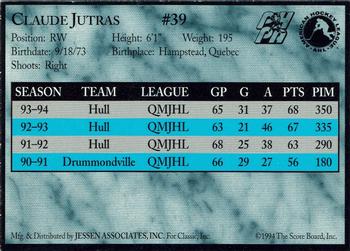 1994-95 Classic Cape Breton Oilers (AHL) #NNO Claude Jutras Back