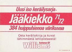 1971-72 Williams Jaakiekko (Finnish) #88 Kaj Matalamäki Back
