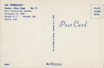 1971-72 Buffalo Sabres Postcards #82280-C Gilbert Perreault Back