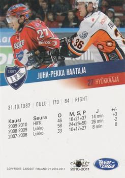 2010-11 Cardset Finland - Promo Cards #NNO Juha-Pekka Haataja Back