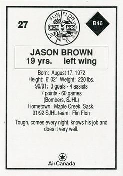 1991-92 Air Canada/Old Dutch SJHL #B46 Jason Brown Back