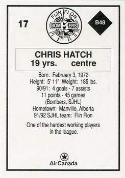 1991-92 Air Canada/Old Dutch SJHL #B48 Chris Hatch Back