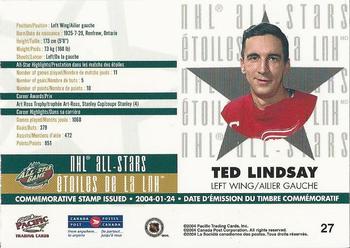 2004 Pacific Canada Post NHL All-Stars - Autographs #27 Ted Lindsay Back