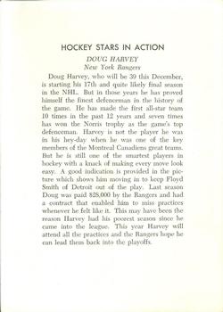 1963-64 Toronto Star Hockey Stars In Action #NNO Doug Harvey Back