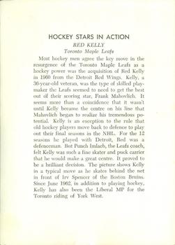 1963-64 Toronto Star Hockey Stars In Action #NNO Red Kelly Back