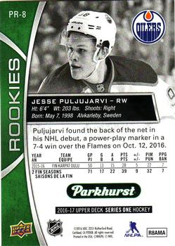2016-17 Upper Deck - Parkhurst Rookies Previews #PR-8 Jesse Puljujarvi Back