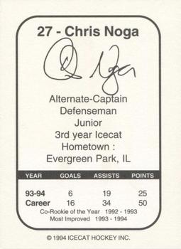 1994-95 Arizona Icecats (ACHA) #NNO Chris Noga Back