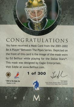 2015-16 In The Game Final Vault - 2001-02 Between The Pipes -The Mask Silver  (Green Vault Stamp) #NNO Ed Belfour Back