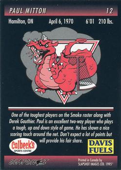 1994-95 Slapshot Brantford Smoke (CoHL) #12 Paul Mitton Back
