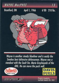 1994-95 Slapshot Brantford Smoke (CoHL) #13 Wayne MacPhee Back