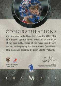 2001-02 Be a Player Between the Pipes - The Mask  23rd Chicago National 2002 #37 Jeff Hackett Back
