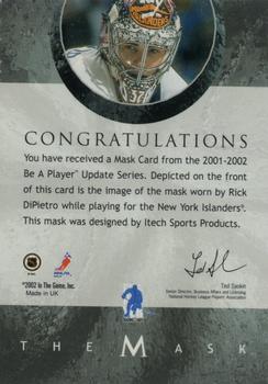 2001-02 Be a Player Between the Pipes - The Mask  23rd Chicago National 2002 #38 Rick Dipietro Back