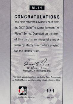 2015-16 In The Game Final Vault - 2007-08 In The Game Between The Pipes The Mask V Black  (Silver Vault Stamp) #M-19 Marty Turco Back