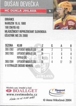 2004-05 Czech OFS #5 Dusan Devecka Back