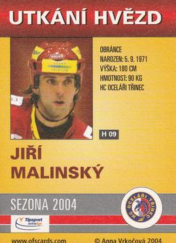 2004-05 Czech OFS - Czech/Slovak All-Star Game #9 Jiri Malinsky Back
