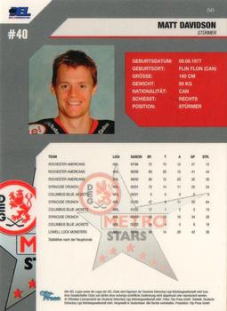 2004-05 Playercards (DEL) #45 Matt Davidson Back