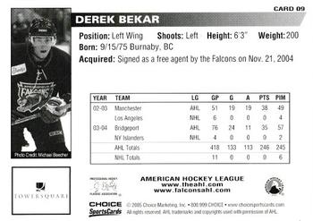 2004-05 Choice Springfield Falcons (AHL) #9 Derek Bekar Back
