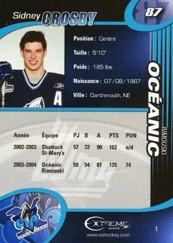2004-05 Extreme Rimouski Oceanic (QMJHL) #1 Sidney Crosby Back