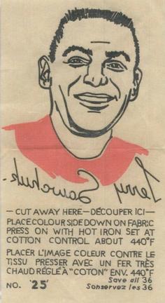 1962-63 York Peanut Butter Iron-On Transfers #25 Terry Sawchuk Front