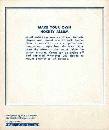 1964-65 Toronto Star Photos #NNO Album Front