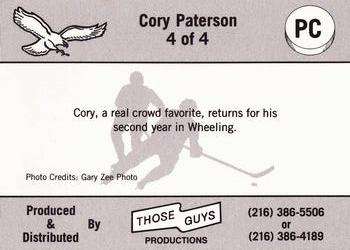 1993-94 Those Guys Productions Wheeling Thunderbirds (ECHL) - Game Day #PC4 Cory Paterson Back