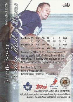 2002-03 Toronto Maple Leafs Platinum Collection #44 Johnny Bower Back