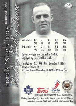 2002-03 Toronto Maple Leafs Platinum Collection #46 King Clancy Back