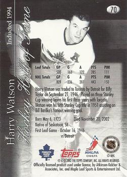 2002-03 Toronto Maple Leafs Platinum Collection #70 Harry Watson Back