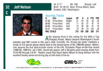 1991 Classic Draft Picks #32 Jeff Nelson Back