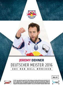 2016-17 German DEL Playercards Basic #DEL-217 Jeremy Dehner Back